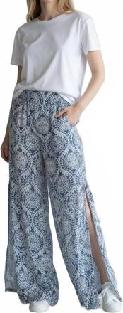 Elan Bandana Side Slit Pants In Blue