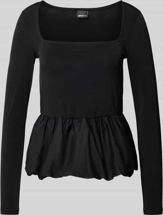 Gina Tricot Langarmshirt mit ausgestellter Rockpartie in Black, Gr&ouml;&szlig;e XL