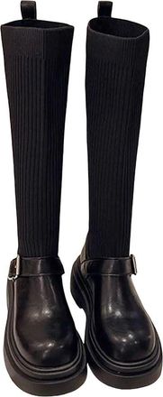 Generic Womens Lace Up Knight Boots Square Toe Chunky Heel Modern Boots