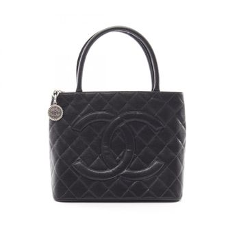 Chanel Black Grained Calfskin Handbag Tote Bag (Pre-Owned)