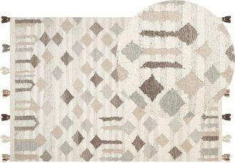 Beliani Rug KAGHTSRASHEN Beige 160 x 230 cm Wool Kilim