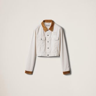 Miu Miu Denim and leather blouson jacket
