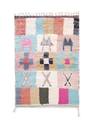 AFK Living Alfombra bereber marroqu&iacute; peque&ntilde;a de lana multicolor 99 x 148 cm