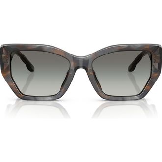Tory Burch 53mm Irregular Sunglasses in Blue Smoke Tortoise /Grey at Nordstrom
