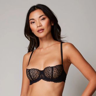 Journelle Allegra Balconette Bra Womens Black Stretch Lace Underwire GBO1355