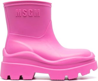 Msgm lug-sole rain boots - women - Rubber/Fabric/Rubber - 37 - Pink