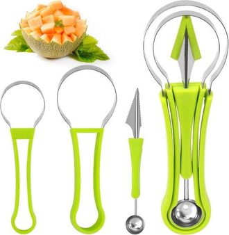 OEM Cortador De Fruta 4 En 1, Herramienta De Acero Inoxidable Para Cortar Fruta, Cuchara Para Quitar Semillas Y C&aacute;scaras (verde)