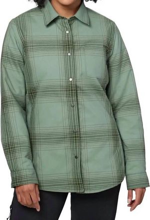 FlyLow Womens Penny Insulated Flannel Shirt In Seaglass/pine