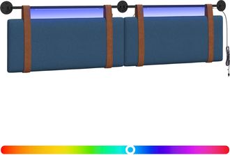 vidaXL Cabecero Colgante Con Luz Led Azul Pu Antiguo Vidaxl