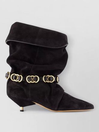 Isabel Marant edrik rings suede ankle boots kitten heel