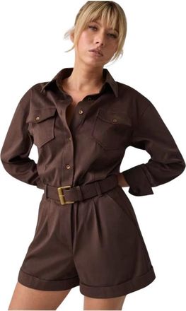Guess Mini Jumpsuit met Riem - Dames - Playsuits - Bruin - M - Polyester - Jumpsuits & Playsuits
