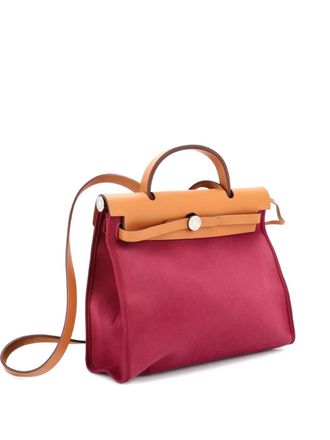 Herm&egrave;s Herbag Zip Leather and Toile 31 shoulder bag - Bruin