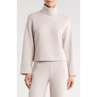 Spanx Cuffed Sleeve Crop Turtleneck Sweatshirt in French Grey at Nordstrom Rack, Size X-Large