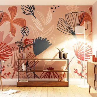 Superfresco Easy Scandi Floral Dark Pink Print To Order 3m x 2.8m Mural