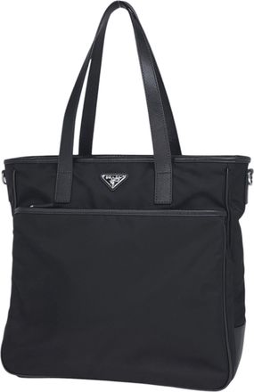 Prada Black Nero Nylon Leather Shoulder Bag Tote Bag (Pre-Owned)