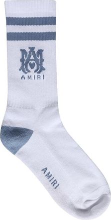 Amiri Mens Stripe Socks in White Cotton - Size 7-8.5 (UK Shoe)