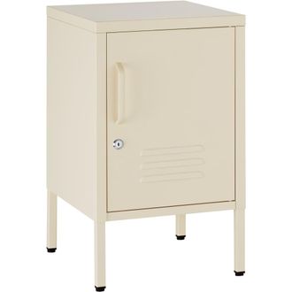 TecTake Mesita de noche acero, 2 compartimentos, 35 x 42,5 x 60,5 cm, crema