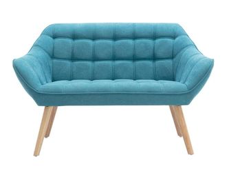 VENTE-UNIQUE.COM Sof&aacute; fijo poli&eacute;ster 2 plazas azul turquesa 127x73cm