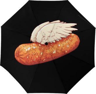 Generic Sausage with Wings Compact Umbrella 3 Fold Windproof Strong Rain Sun Umbrellas Travel Automatic