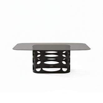 MondoViro Mesa fija de cristal gris 210x110 cm 75h