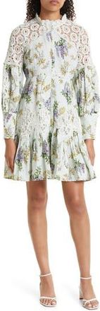 byTiMo Linen Blend Long Sleeve Minidress in Wallpaper at Nordstrom Rack, Size Medium