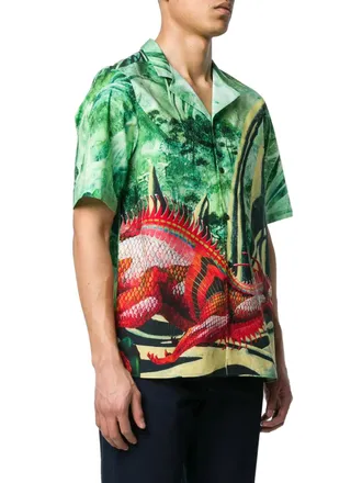 Valentino Dragon Graphic Print Shirt - Green