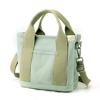 Generic Small Tote Bag with Zipper, Canvas Multi-Pocket Crossbody Bag Shoulder Bag Satchel Hobo Bag Messenger Bag 2025 (Green,Large)