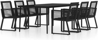 vidaXL Juego De Comedor De Jard&iacute;n 7 Piezas Negro Vidaxl