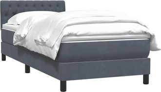 vidaXL Cama Box Spring Con Colch&oacute;n Terciopelo Gris Oscuro 90x210 Cm Vidaxl
