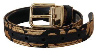 Dolce & Gabbana Womens Multicolor Jacquard Leather Logo Buckle Belt - Multicolour - One Size