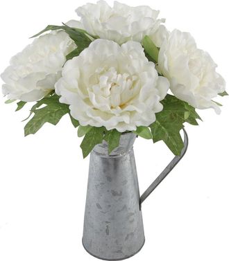 Flora Bunda 13In Tall White Peony In Tin