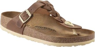 Birkenstock Gizeh Braided Oiled Leather Sandals in Cognac Women