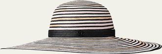 Maison Michel Large-Brim Blanche Tie-Dye Paper Straw Hat