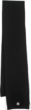 Moncler logo-patch virgin-wool scarf - men - Virgin Wool - One Size - Black