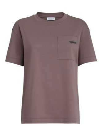 Brunello Cucinelli pocket cotton T-shirt - Bruin