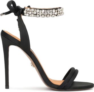 Kazar Textiel sandalen met sieradenband - Dames - Sandalen met hakken - Zwart - 41 EU - Leer - Schoenen