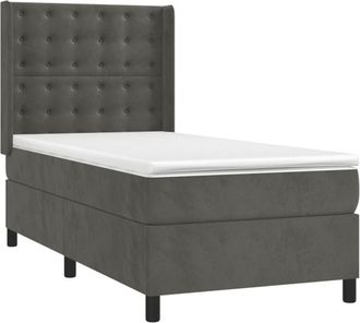 vidaXL Cama Box Spring Colch&oacute;n Y Led Terciopelo Gris Oscuro 90x200 Cm Vidaxl