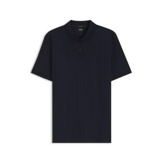 BOSS Vertical-stripe polo shirt in mercerised cotton