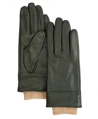 Echo Unisex Rib Cuff Leather Glove In Forest Green
