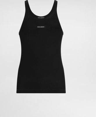 Dolce & Gabbana Cotton Tank Top With Print - Man Black 44