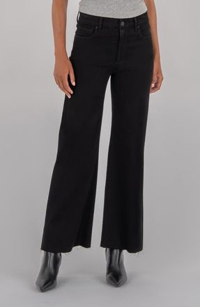 Kut from the Kloth Meg Raw Hem Wide Leg Jeans in Black Jm at Nordstrom, Size 4