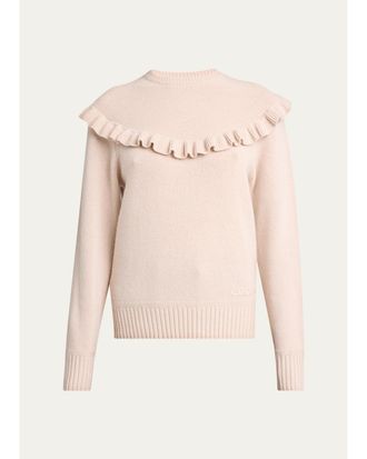 Chlo&eacute; Ruffle-Overlay Wool-Cashmere Sweater
