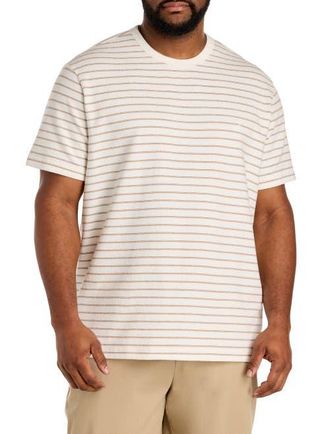 Nautica Big & Tall Textured Striped Crewneck T-Shirt in Sail White at Nordstrom, Size 3X Big