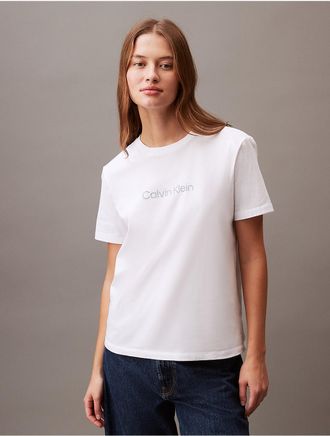 Calvin Klein Womens Minimal Logo Graphic Classic Fit T-Shirt - White - XS