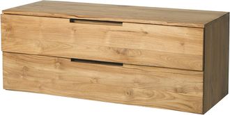 Vente-Unique Mueble de ba&ntilde;o suspendido de teca clara - 2 cajones - 115 cm - BIMBING