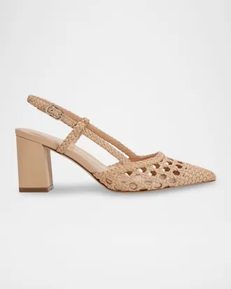 Marc Fisher Zunnie Woven Leather Slingback Pumps