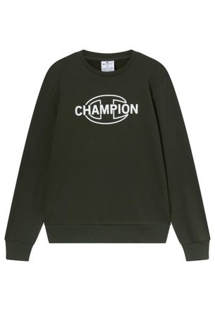 Champion Mens Fleece Crewneck Sweatshirt with Graphics, soft and warm fleece, rib cuffs, collar and hem, Graphic Shop line Green