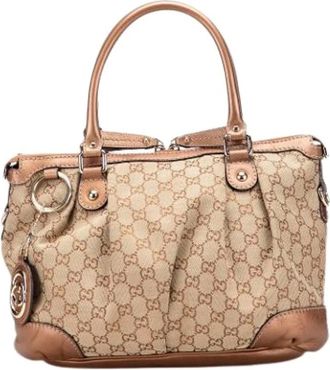Gucci Pre-owned Handbags, female, Brown, Size: ONE SIZE Pre-owned Canvas Handbag