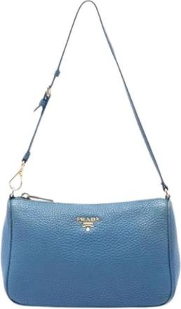 Prada Pre-owned Shoulder Bag - Dames - Vintage Schoudertas - Blauw - ONE Size - Leer - Vintage