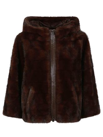 Pinko Cadetia Polyester Faux Fur Hooded Cape